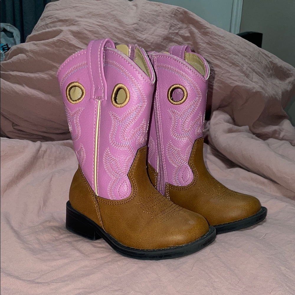 Magellan toddler girls size 7 Pink and Brown Cowboy Boots